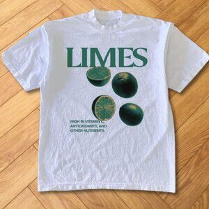 Green Limes Fruit Aesthetic Graphic Tee White
